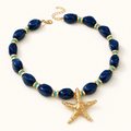 Collar Estrella de Mar y Piedras Azul Mediterráneo