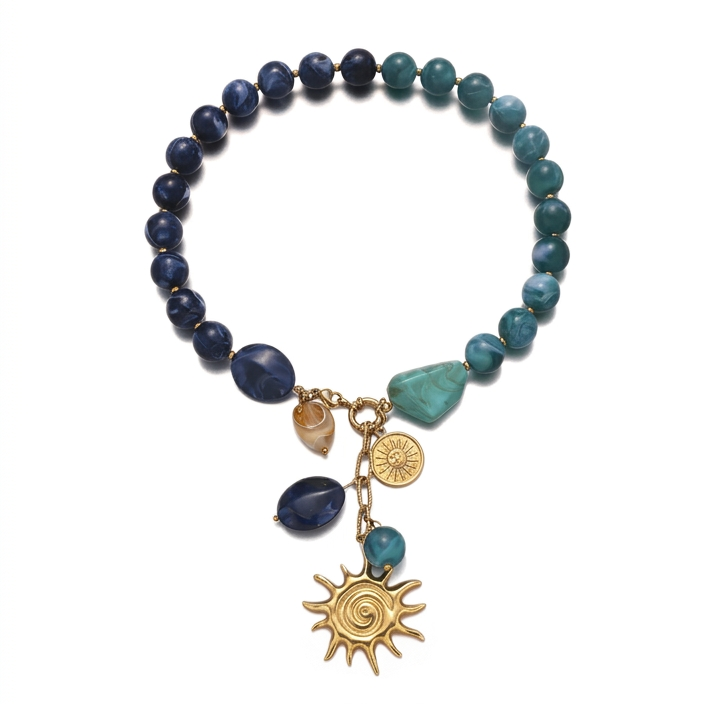 Collar Blue Summer Acero Baño Oro