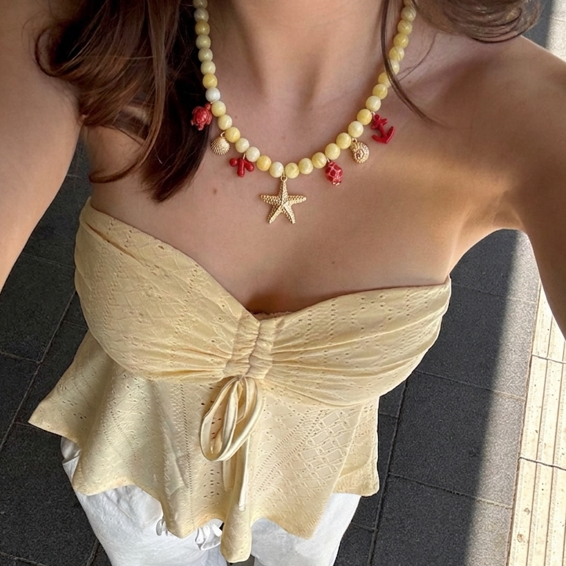 Collar Sea Sunset con Piedras de Cristal y Acero